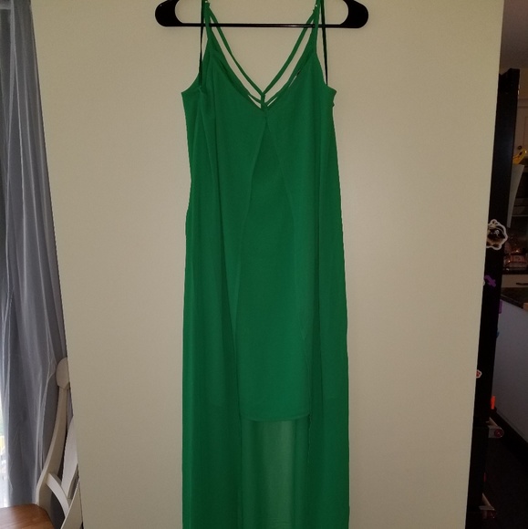green chiffon maxi dress